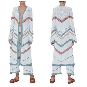 ALEXIS *Oanez* white crochet lace duster cardigan summer jacket S w belt